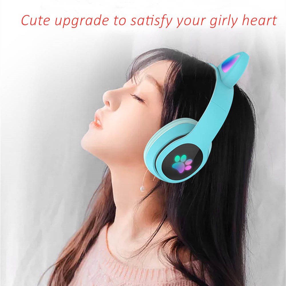 Audio Music Kids - لطيف القط LED سماعات لاسلكية سماعة
