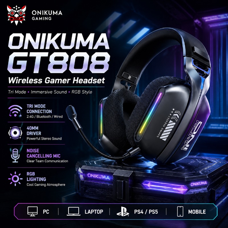 سماعة ألعاب لاسلكية ONIKUMA GT - مراجعة Contact Pickup Mic وسعره